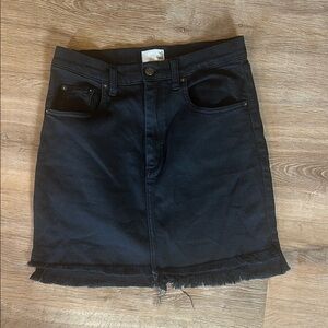 Aritzia Wilfred Free Black Denim Mini Skirt with Frayed Hem